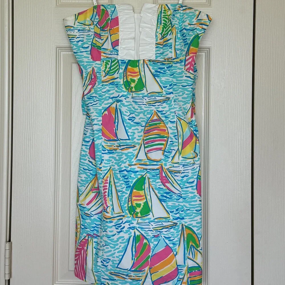 🎉HP🎉 Lilly Pulitzer Size 00 You Gotta Regatta Sailboats Strapless Franco Dress - Picture 14 of 16